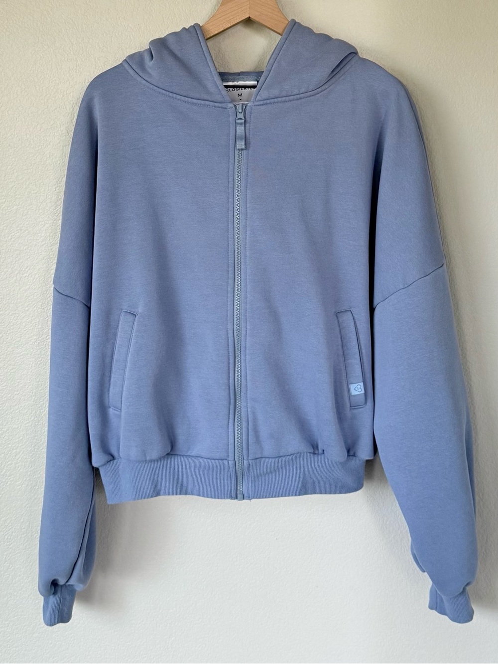 BLOGILATES M Marshmallow Zip Hoodie in Steel Blue • Athleisure Hooded Sweatshirt - Picture 2 of 11